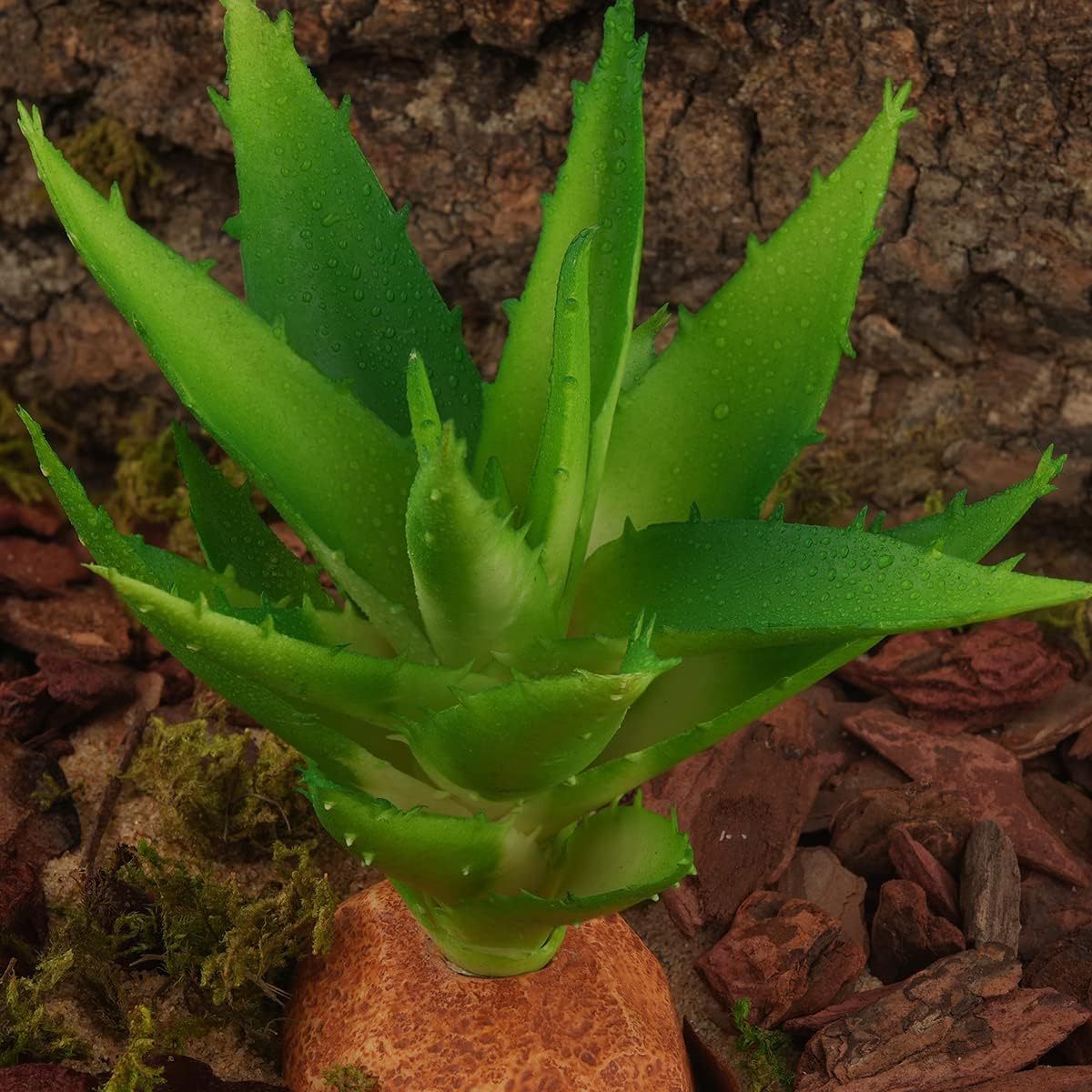 Fake Aloe Vera Plants, Reptile Decor for Terrarium, Crested Gecko Tank Accessories fit Leopard Gecko Bearded Dragon Lizard Chameleon Snake