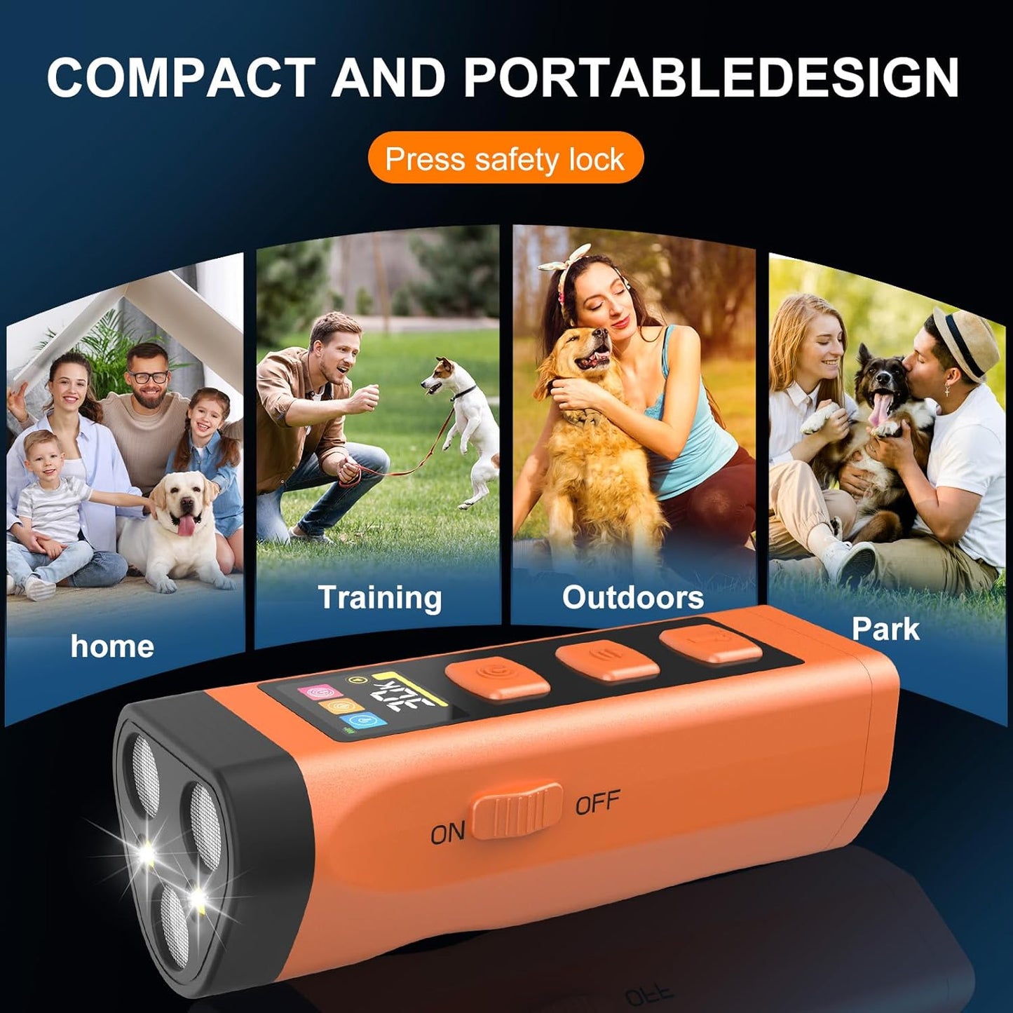 2 Pack Dog Bark Deterrent Device, Color Display 2000 mAh Rechargeable Ultrasonic Anti-Barking Trainer with 4 Frequency Settings 25/30/40/55 kHz, 65ft Long-Range, Safe & Effective Indoor Outdoor Use