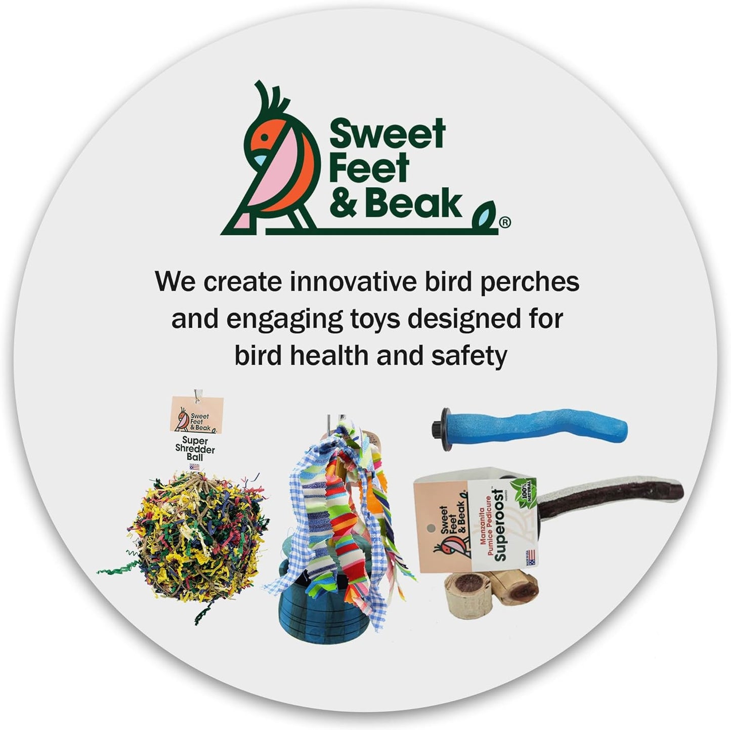 Superoost Manzanita Pumice Pedicure Perch- Easy to Install Bird Cage Accessories for Healthy Feet, Nails and Beak - Natural Bird Perches Imitates Birds' Life in The Wild - L 12"