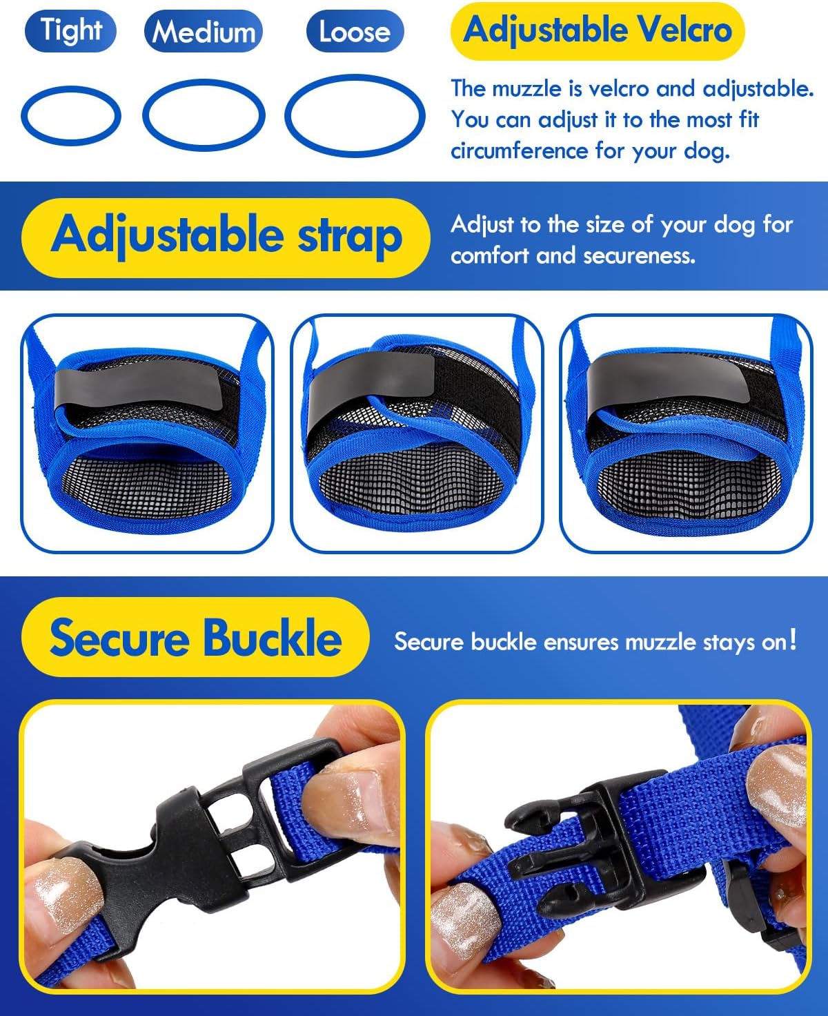 Dog Muzzle, Soft Air Mesh Muzzle for Small Medium Large Dogs Anti Biting Barking Chewing, Breathable Drinkable Adjustable Loop Pets Muzzle for German Shepherd Husky Labrador Retriever (Blue,S)