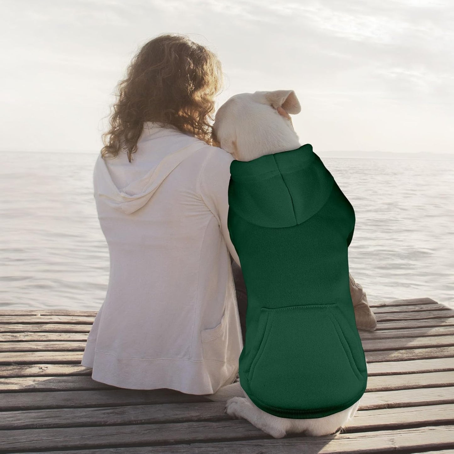 Dog Sweaters for Large Dogs Pet Sweater Solid Soft Brushed Fleece Dog Hoodie Clothes Pet Hoodie Sweatshirt with Pocket(Green-XXL)