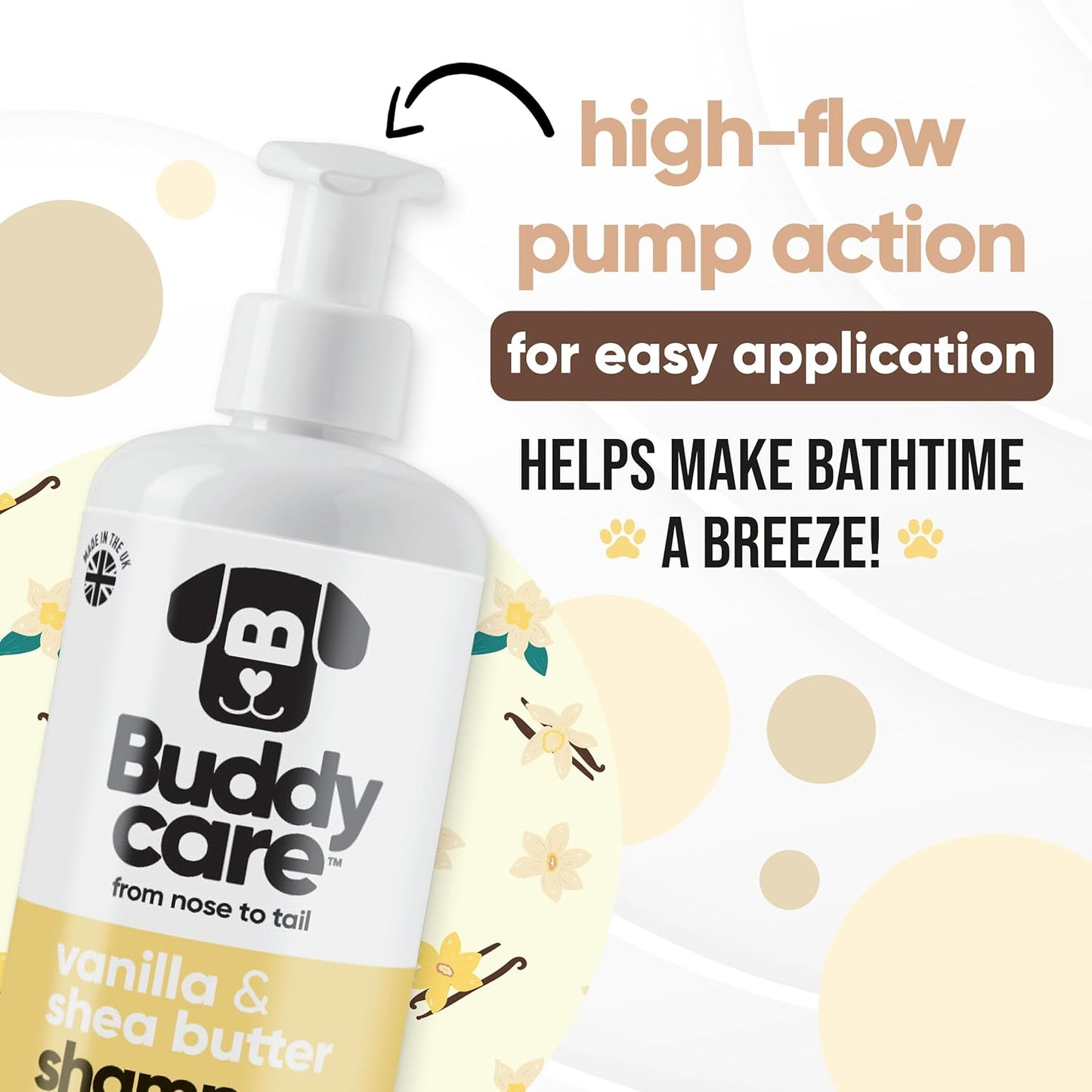 Vanilla & Shea Butter Dog Shampoo - (16.90oz) Itch Relief & Dog Shampoo Sensitive Skin Care, Dog Shampoo and Conditioner, Premium Dog Grooming Supplies for All Breeds