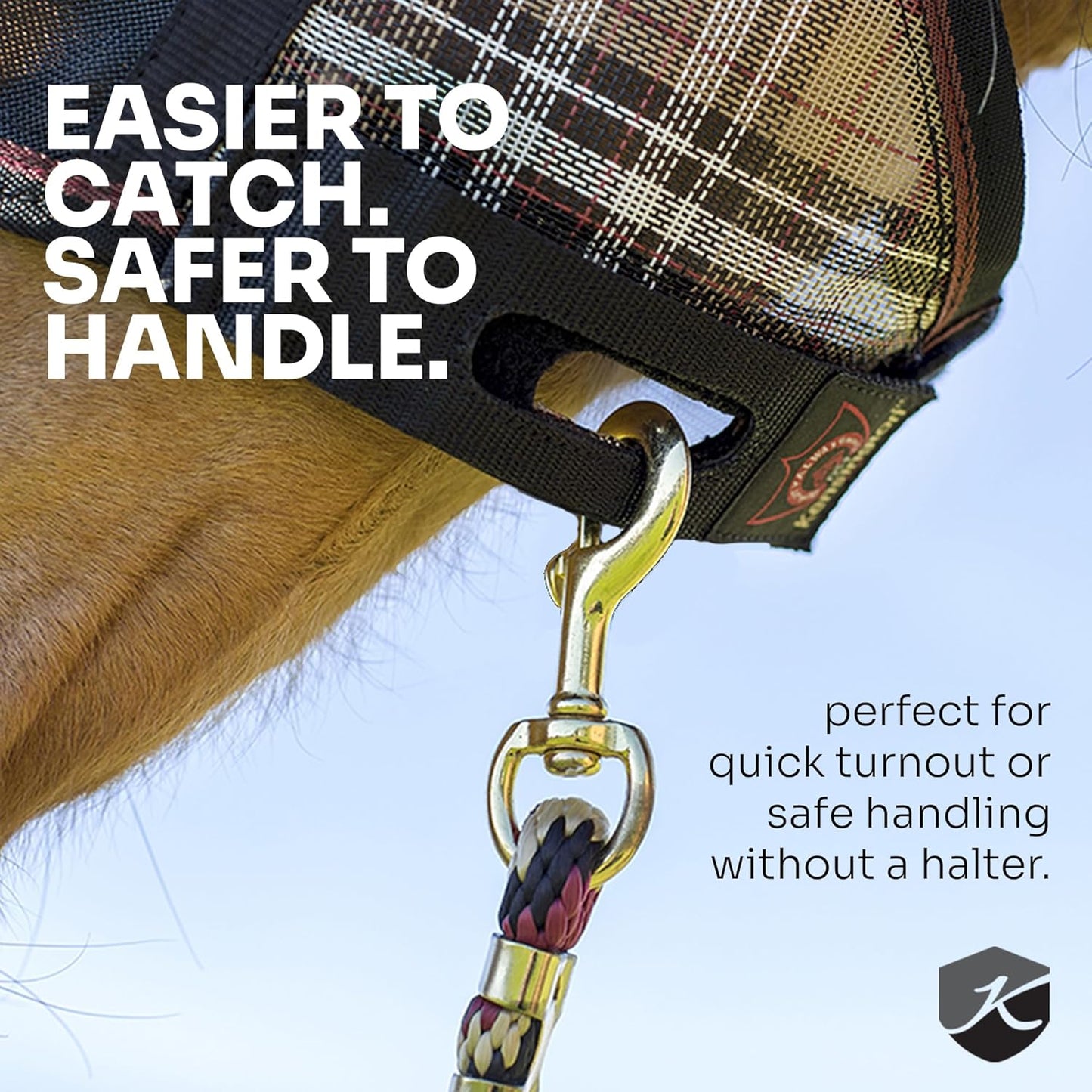 Kensington 90% UV Fly Mask CatchMask UViator - Without Ears & Forelock Freedom Web Trim Size: L-Avg Color: 500 - Desert Sand
