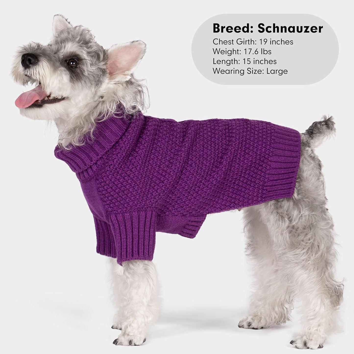 cyeollo Dog Sweater Pullover Turtleneck for Dogs, Classic Knitwear Fall Winter Cold Weather Dog Clothes Warm Pet Apparel Small Medium Large Dog Sweaters, Purple XL
