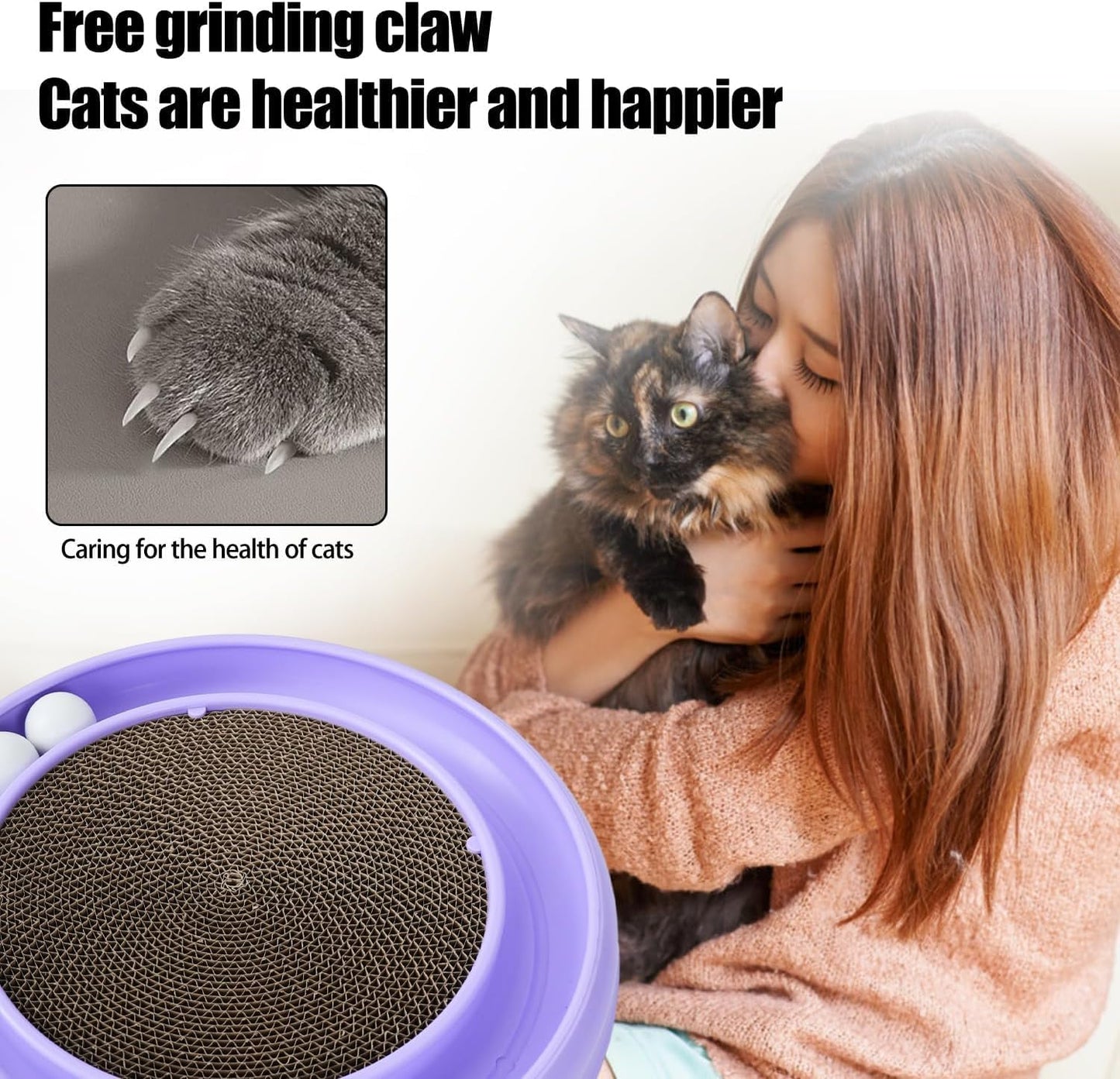 Pet Supplies Scratch and Spin Cat Scratcher Replacement Pads for Active Play, Natural Recycled Corrugated Cardboard, Supports Pet Behaviors, Relieves Stress - 2 Count (Replace Cardboard 2PCS)