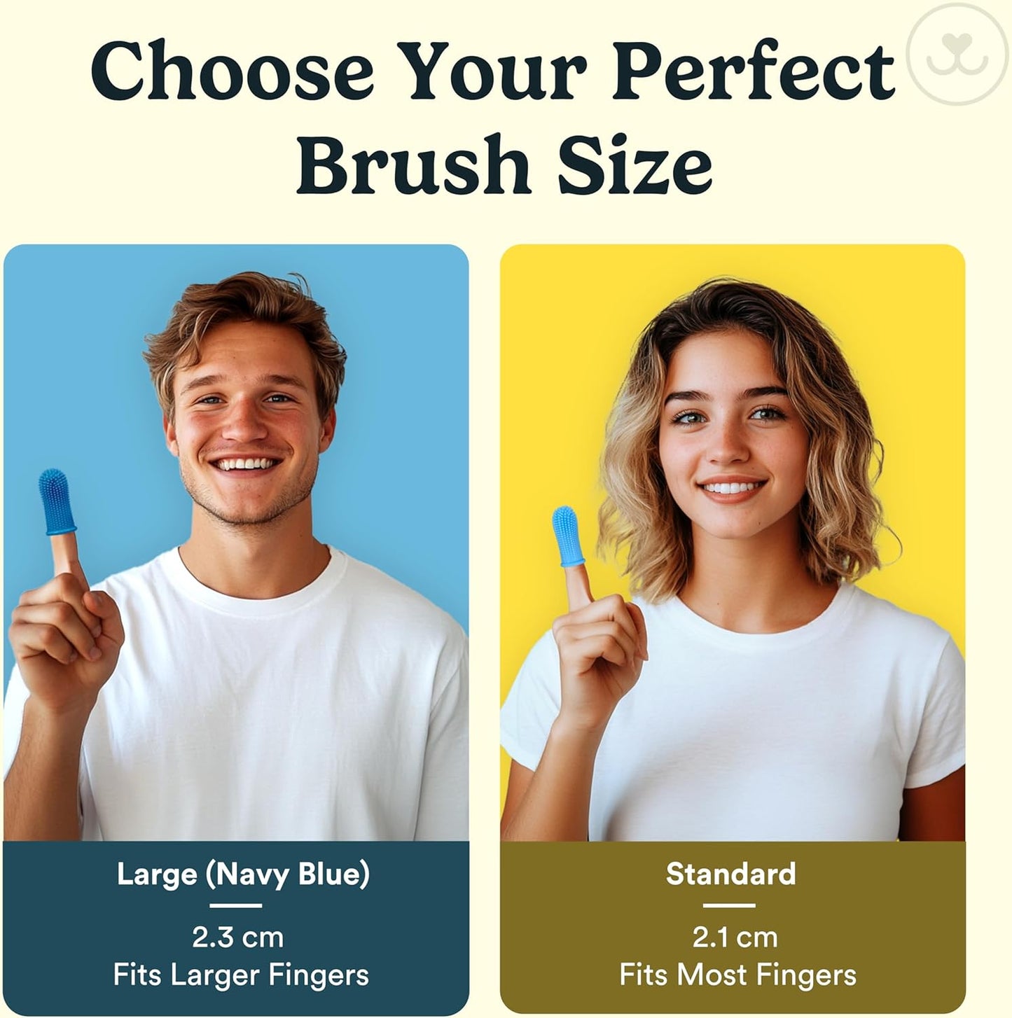 Jasper Large Dog Toothbrush, 360 Degree Pet Tooth Brushing Kit, Cat Toothbrush, Canine Dental Care & Teeth Cleaning Kit, Pet Finger Tooth Brush, Use with Dog Toothpaste, 2-Pack Navy-Blue Large