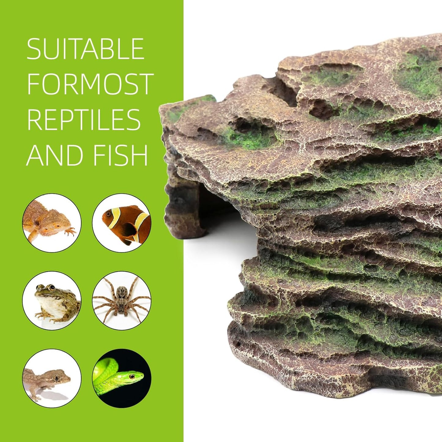 Large Reptile Hide Shale Scape Step Ledge, Reptile Cave Hideout, Bearded Dragons Accessories, Basking Rocks for Bearded