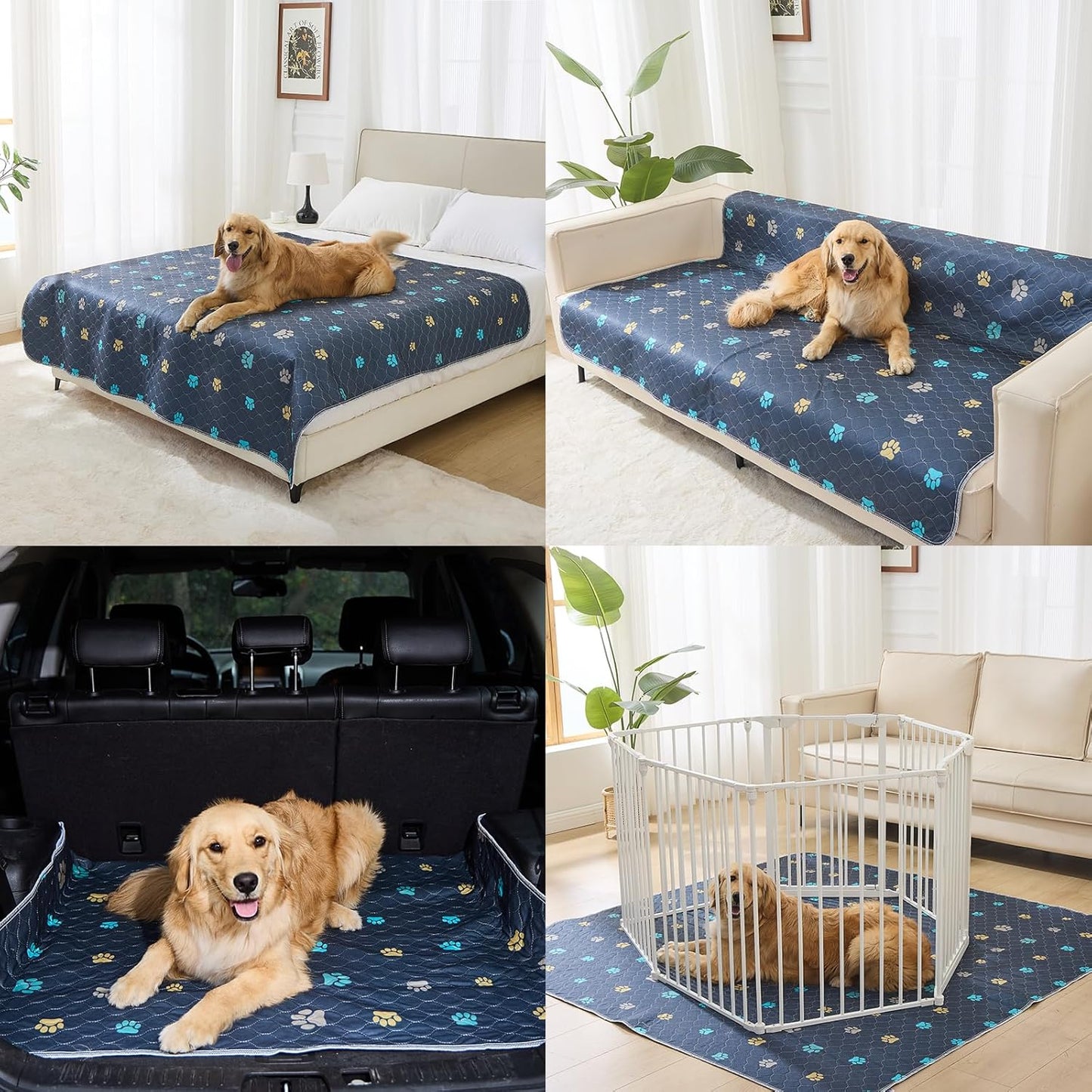Aitmexcn Washable Puppy Dog Pee Pad, 100% Waterproof Whelping Training Mat for Puppy/Senior Dog, Fast Drying Reusable Puppy Pads for Indoor, Outdoor and Car Travel- 72'' x 72''- 2PCS
