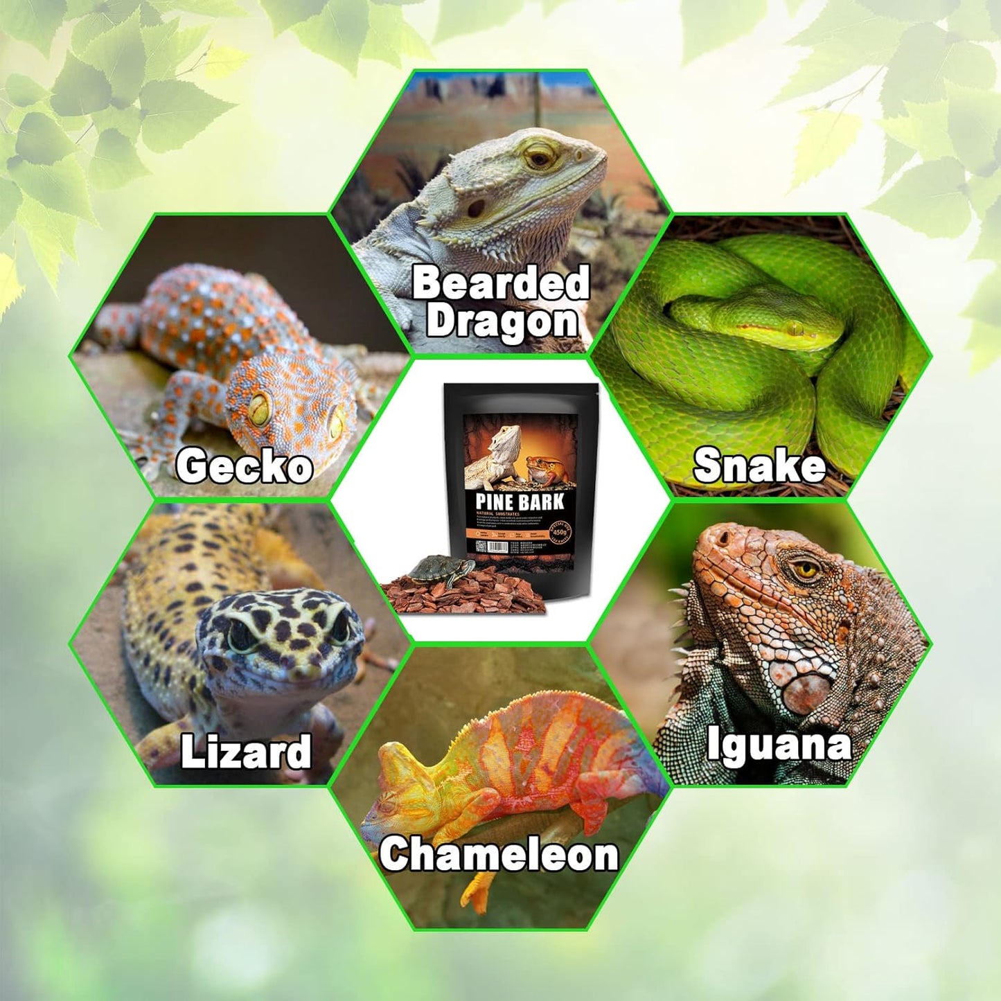 BNOSDM Reptile Cork Bark Substrate Bedding Tortoise Natural Cork Wood Chips Reptile Breeding Bedding Habitat Decor for Ball Python Lizard Snake Spiders Geckos Bearded Dragons Hermit Crabs (0.99LB)