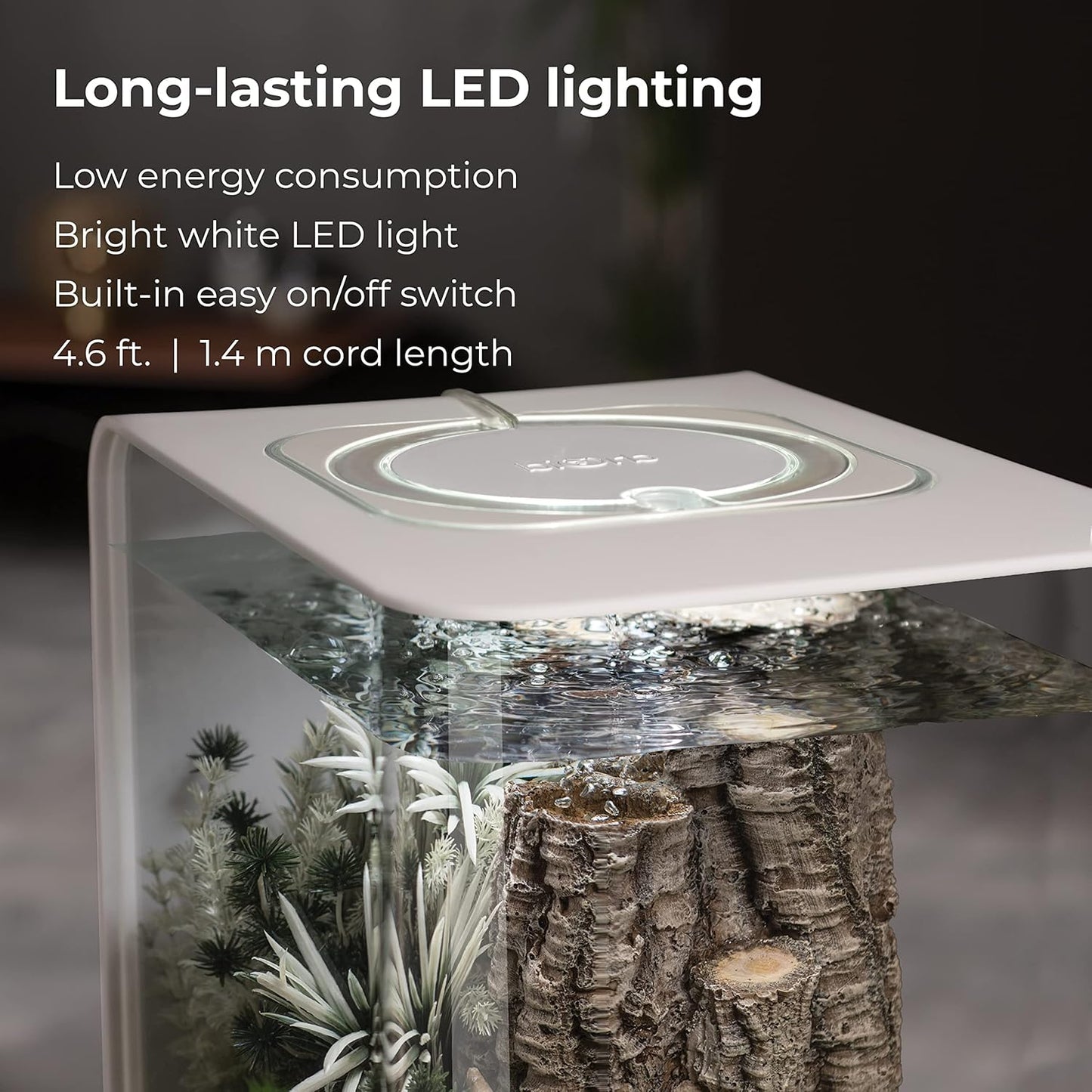 biOrb Flow 15 Acrylic 4-Gallon Aquarium with White LED Lights Modern Compact Tank for Tabletop or Desktop Display, Black
