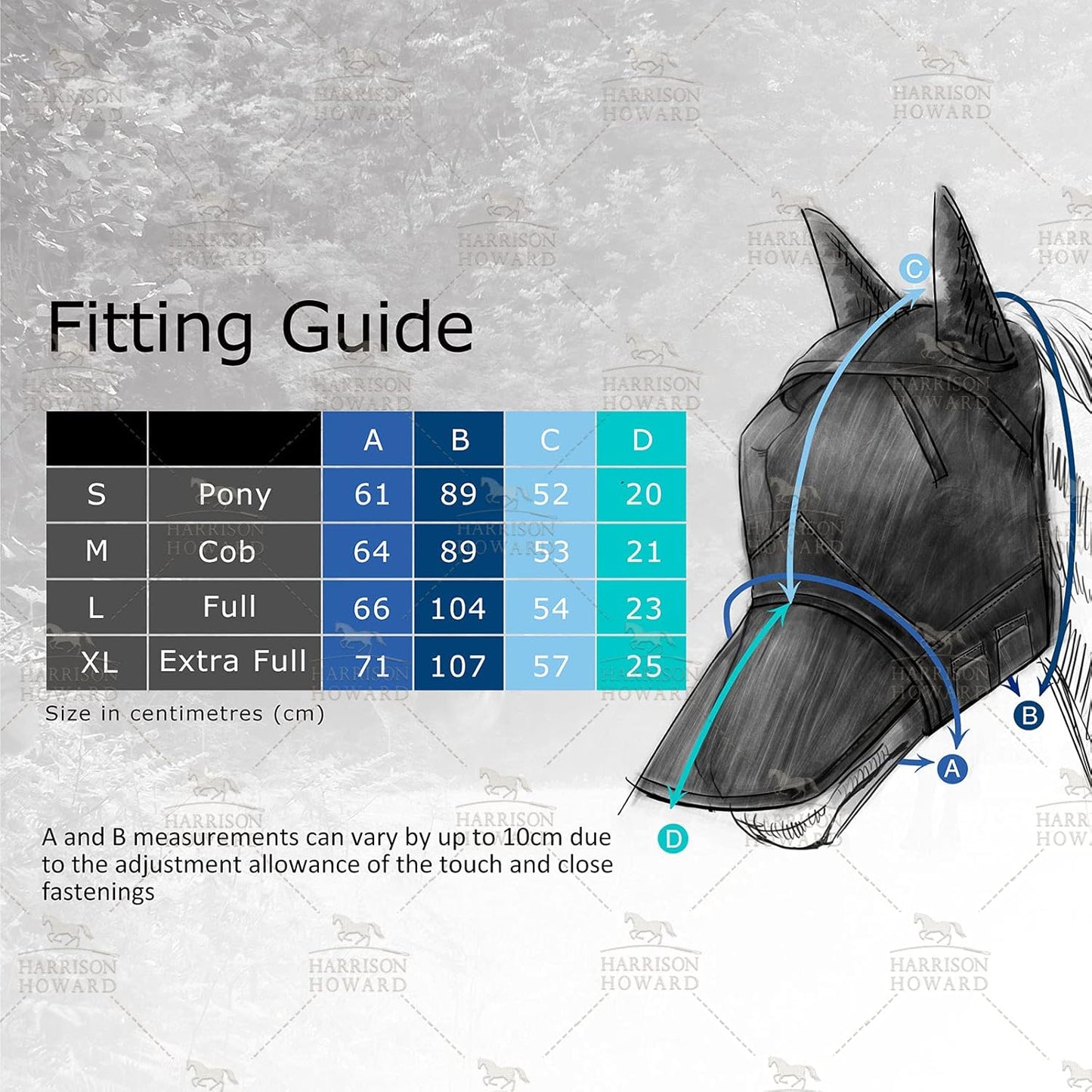Harrison Howard LumiVista Horse Fly Mask Standard with Ears UV Protection for Horse Abstract Graffiti XL Extra Full