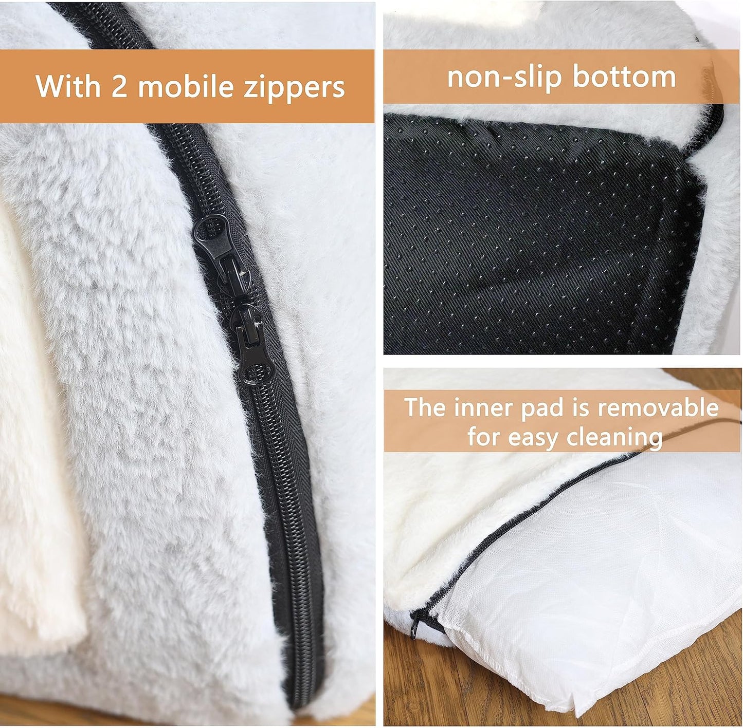 Cat Bed for Indoor Cats,Foldable cat cave,Anti-Slip & Water-Resistant Bottom,cat Houses for Indoor Cats or Small Dogs, Kitten Tent, Rabbit Double Hole Bed:(27.5"×15.3"×15.3"