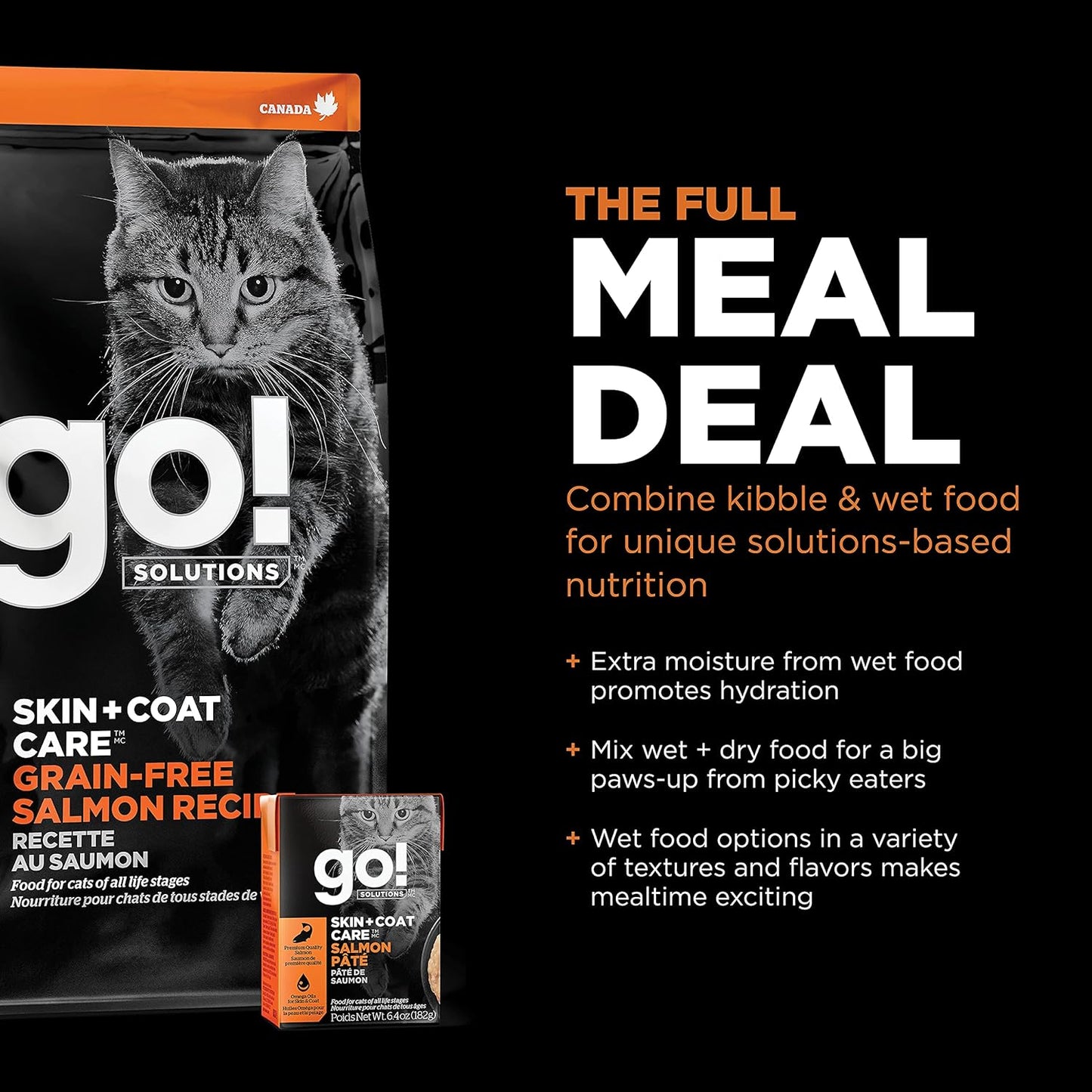 Go! Solutions Skin + Coat Care, Grain-Free Dry Cat Food, Salmon Recipe, 16 lb Bag