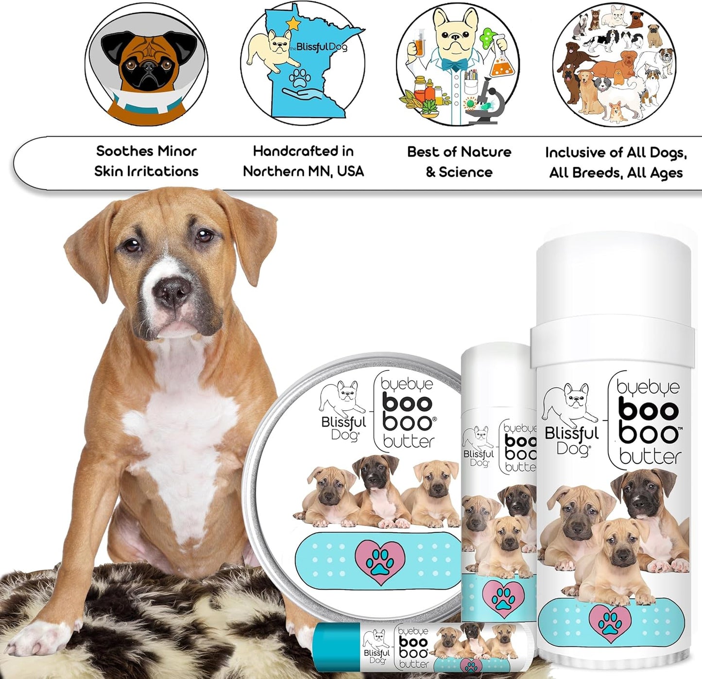 The Blissful Dog 4 oz TIN American Staffordshire Terrier Booboo Butter