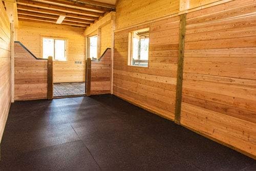 American Floor Mats - Heavy Duty Stall Tiles - Stable/Horse Flooring - Thick, Durable Rubber Solid Black 8' x 20' Set 3/8" Thick (40 Tiles Total)