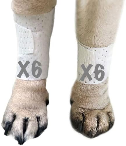 Basic Leg Bandages for Dogs, Cats, Pets -First- aid Non Adhesive Fur Friendly, Soft Stretch Wound Care, hot Spots, Fungus, Adjustable Fastening Strap Value Pack (Small 12-Pack)