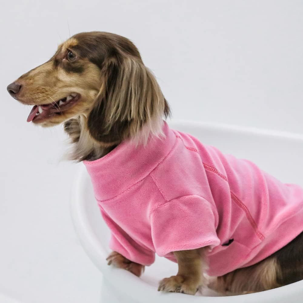 Fitwarm 3 Pack Classic Fleece Dog Sweater, Turtleneck Dog Sweatshirt, Dog Winter Clothes for Small Dogs Girl, Pet Pullover Jumper, Cat Apparel, Pink, Rose, Baby Pink, XL