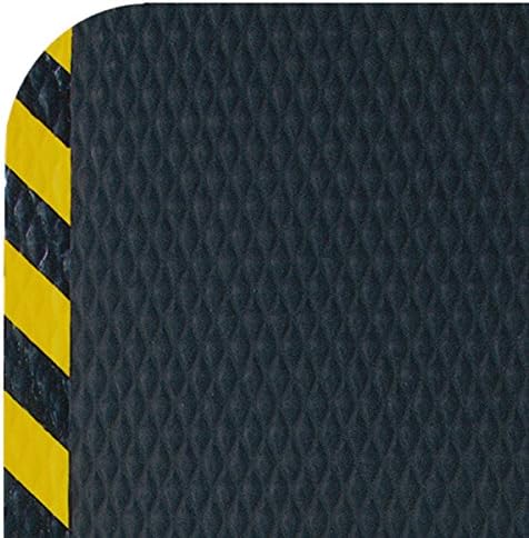 American Floor Mats Hog Heaven Premium 7/8" Black & Yellow Border 3' x 12' Nitrile Backed Anti-Fatigue Comfort Mat