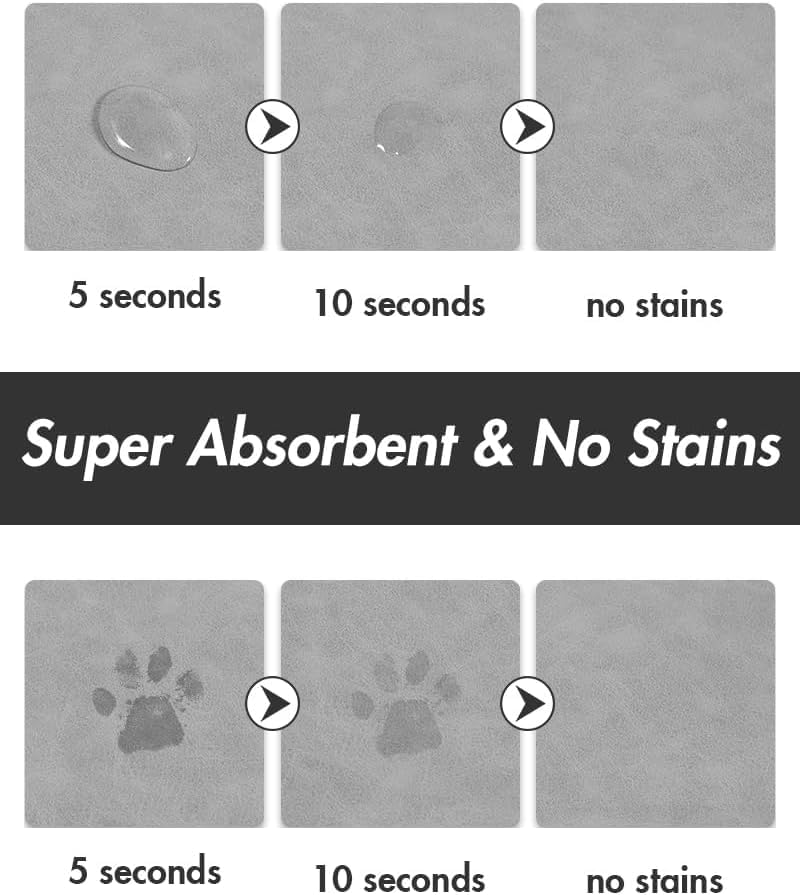 Absorbent Dog Water Mat-Dog Mat for Food and Water Bowl, Quick Dry Pet Feeding Mat, No Stains Dog Food mat, Dog Accessories Pet Supplies Mat-Dog Water Bowl Mat for Messy Drinkers