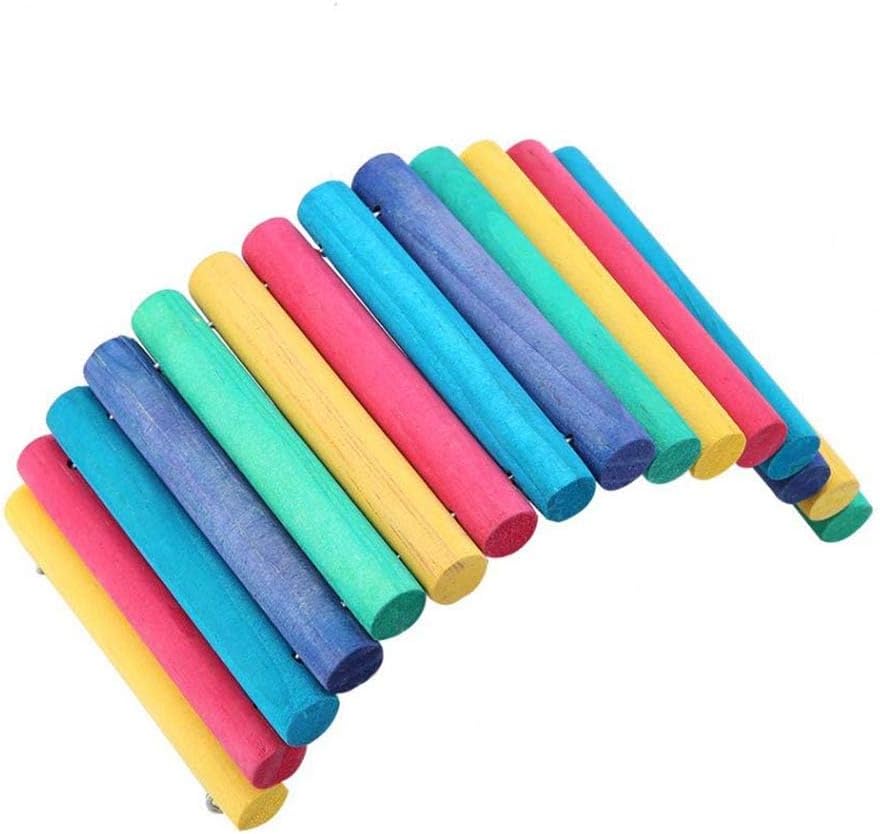 PIVBY 2PCS Wooden Hamster Bridge, Flexible Natural Wooden Ladder Bridge Tunnel Hideout, Hamster cage Accessories for Small Animals Guinea Pig, Rat, Chinchilla, Gerbil, Mice, Mouse (Colorful)