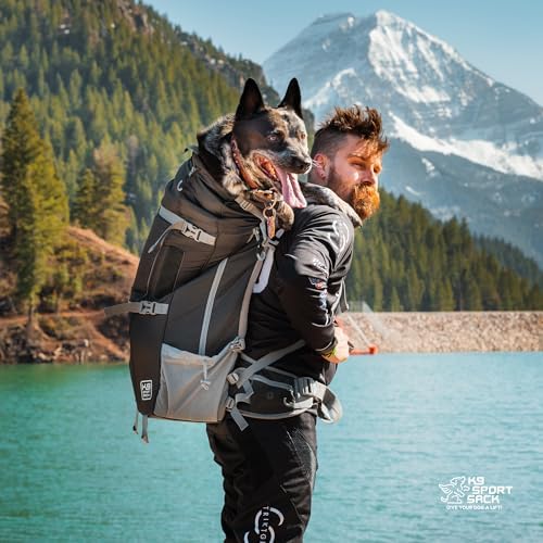 K9 Sport Sack Kolossus - XXL, Black - The Big Dog Backpack - Ideal for Dogs 26-29” Long - Fully Adjustable Pet Carrier - Doubles as a Professional-Grade 60L Hiking Pack