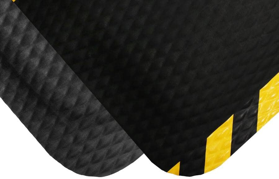 American Floor Mats Hog Heaven Premium 7/8" Black & Yellow Border 5' x 10' Nitrile Backed Anti-Fatigue Comfort Mat