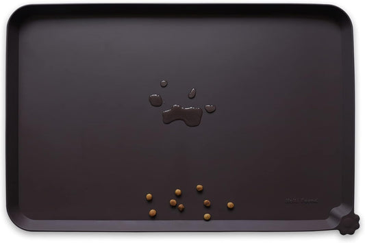Hoki Found Silicone Pet Food Mats Tray - High-Lips Pet Dog Cat Bowl Mats - Pet Feeding Mat - Waterproof Dog Cat Food Mats -Pet Water Mats for Floors - Dark Oak