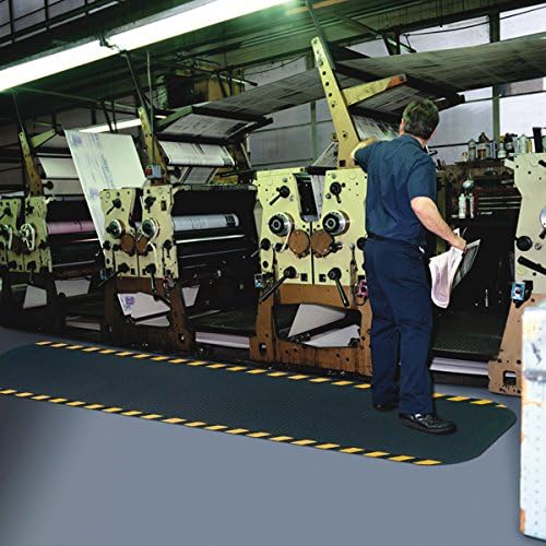 American Floor Mats Hog Heaven Premium 7/8" Black & Black Border 3' x 12' Nitrile Backed Anti-Fatigue Comfort Mat