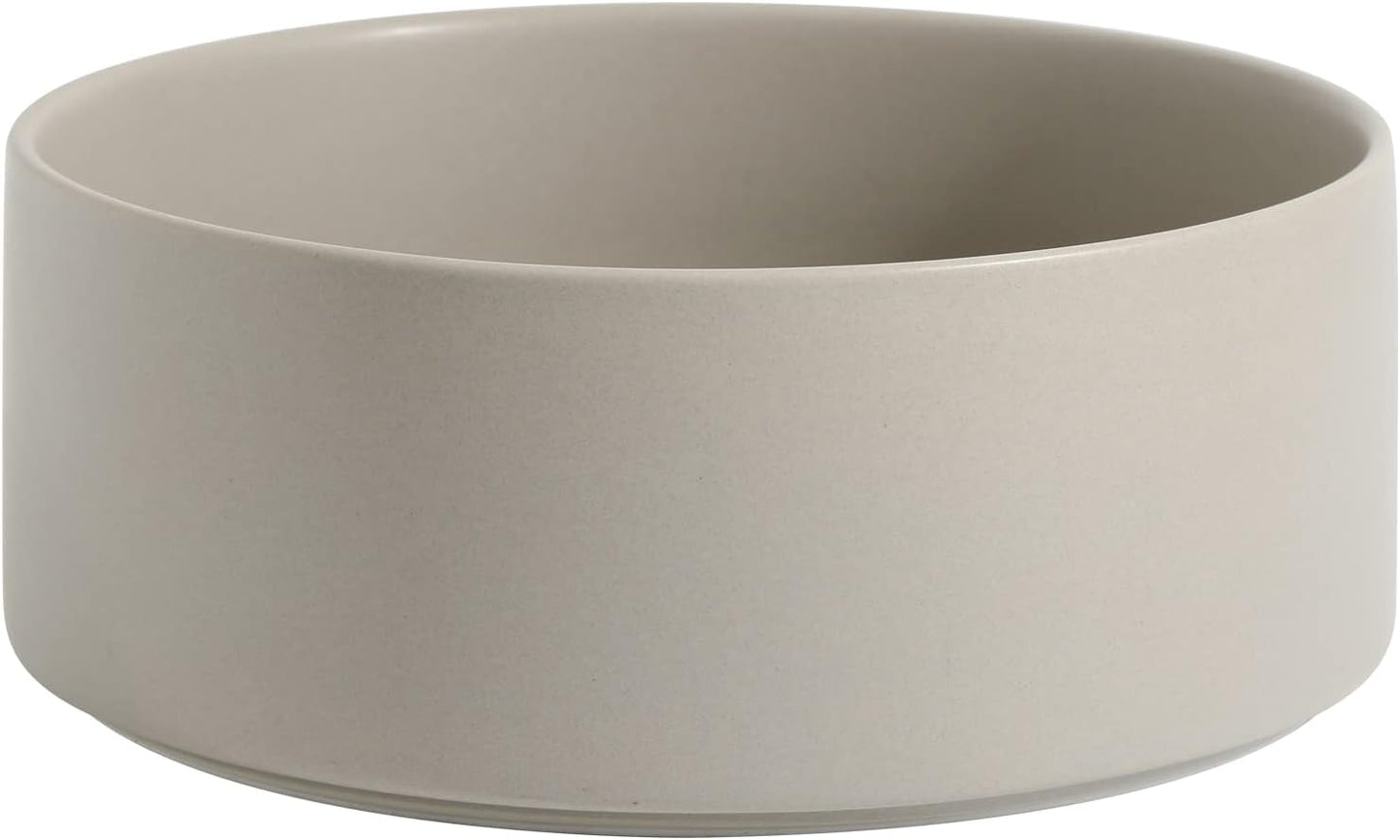 Non-Slip 8.2inch Ceramic Dog Food and Water Bowl for Large Breed Dogs, Pet Bowl for Replacement (Single Bowl, Grey)