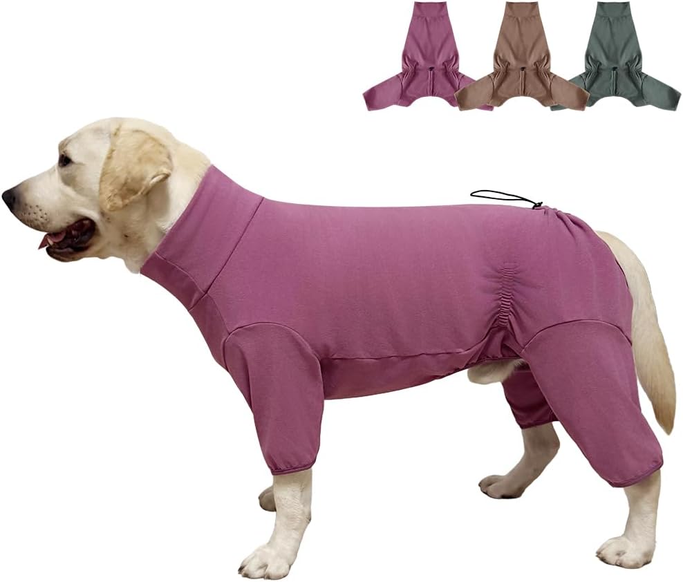 Dog Pyjamas PJS Sweater Clothes and Home Clothing Suitable for Medium to Large Breeds of Dogs, Dog Neutering Suits, Extra-Large Stretch Fabric, Four-Legged Clothes(Thickened Red, 5XL)