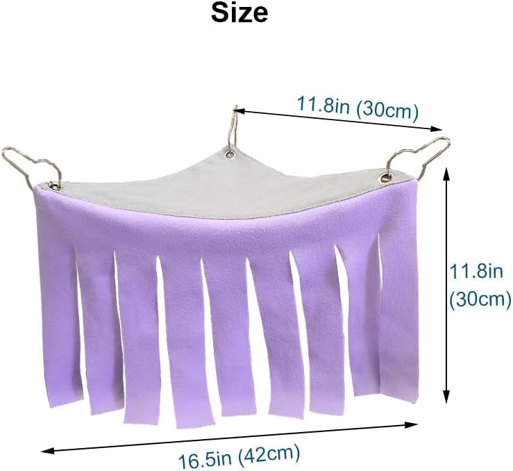 RIOUSSI Guinea Pig Hideout Hideaway Corner Fleece Toys Cage Accessories with Reversible Sides, Heart/Gray-Pink+Purple, Pack of 2