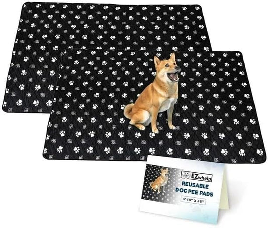 EZwhelp Reusable Dog Pee Pads, Washable Waterproof Mats for Dog Potty Training or Whelping Pads, 48x48 Inch, 2 Pack