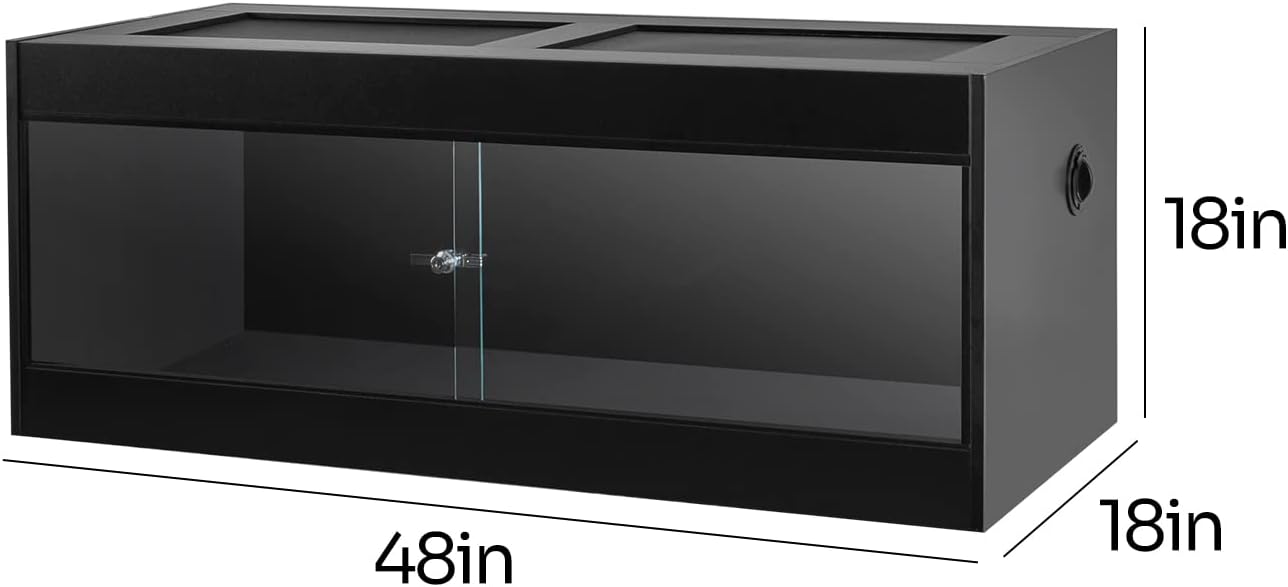 OIIBO 67 Gallon Reptile Original Wood Enclosure, 48"x18"x18" Large Reptile Terrarium with Double Hinge Sliding Doors and Top Screen Ventilation Reptiles Habitat Lounge Black