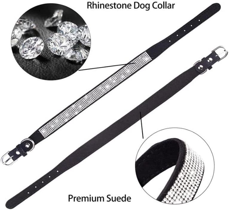 Rhinestone Dog Collar for Small Dogs, Bling Diamond Fancy Crystal Glitter Pretty Jewel Pet Puppy Collars for XXS XS Small Medium Large Breed Girl Dogs Female Cats Kitten, Hot Pink XL