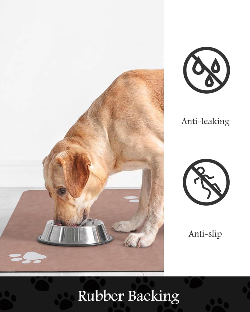 Pet Feeding Mat-Absorbent Dog Mat for Food and Water Bowl-No Stains Quick Dry Water Dispenser Mat-Dog Accessories Pet Supplies-Bowl for Messy Drinkers（Dusty Pink,17"x34"