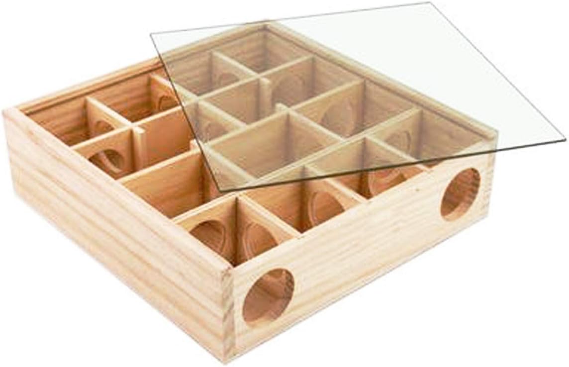 Allazone Wooden Maze Tunnel Toy with Cover, Small Pet Animals Sport Toy Funny Toy for Mice Dwarf Hamster Small Gerbil