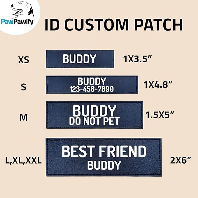 PawPawify Custom No Pull Dog Harness with Name and Phone Number, Heavy Duty Personalized Pet Vest to Prevent Tugging, Pulling, or Choking, Training and Walking (New Blue, M (20-40 LBS))