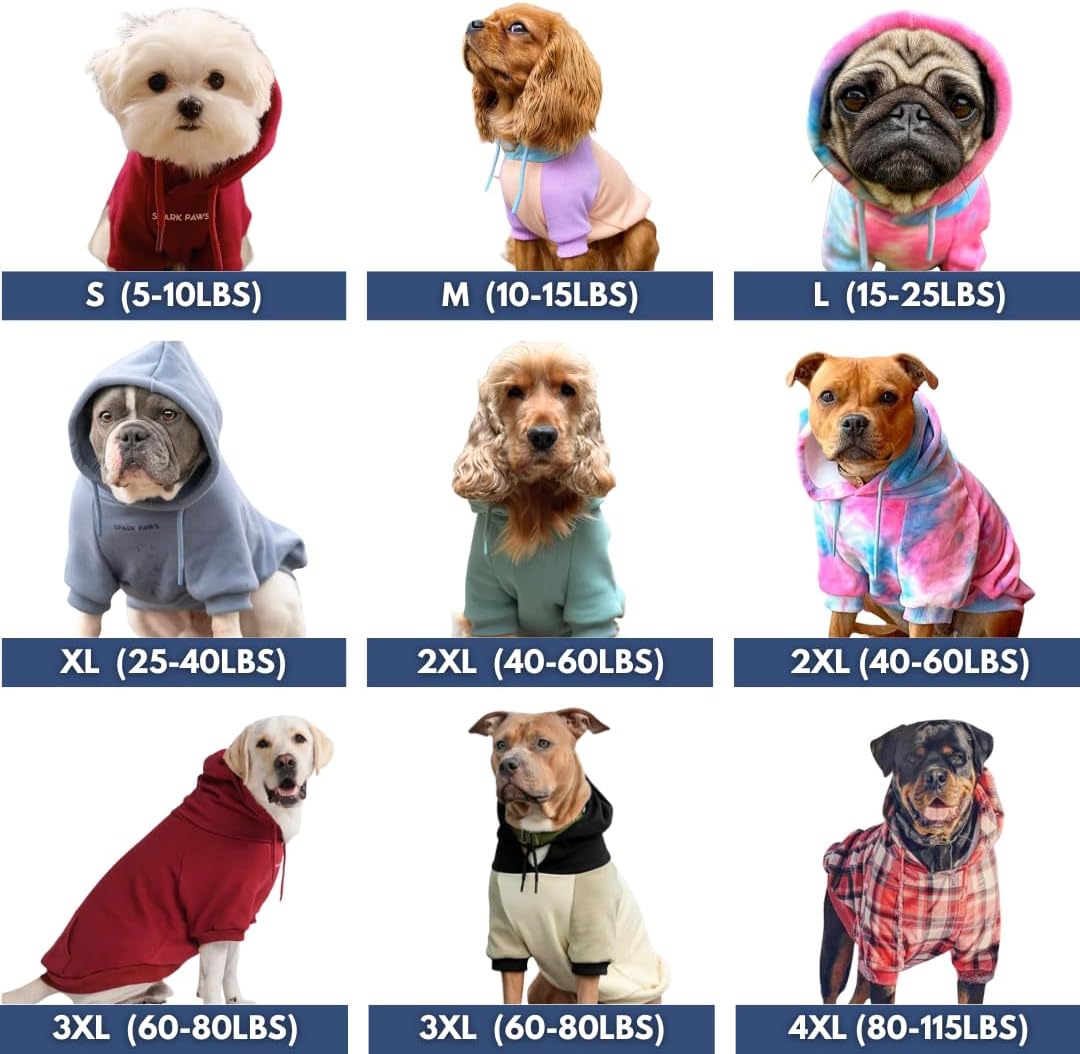 Spark Paws Dog Hoodie – Premium Dog Sweater for Small, Medium, and Large Dogs | Warm Outfits for French Bulldogs, Pitbull, Puppy, Winter Jacket Alternative - Red Plaid, 2XL