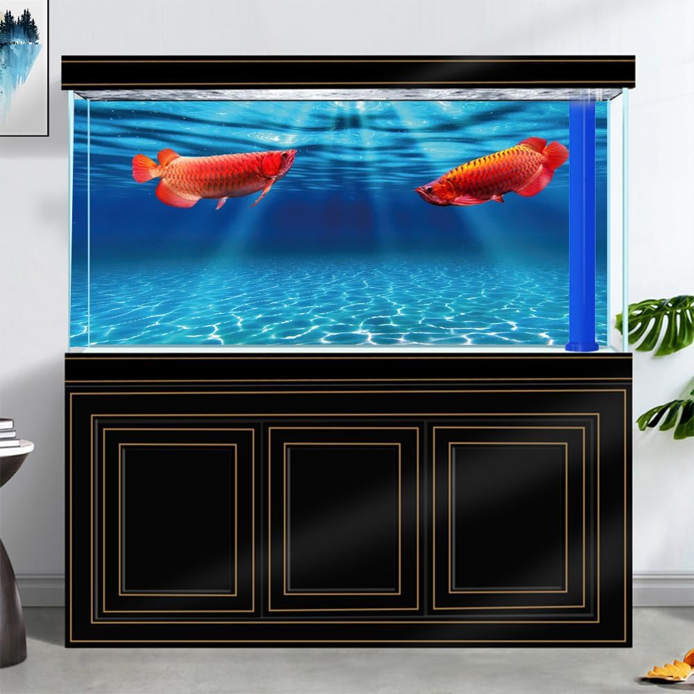 Natural Undersea Aquarium Background, Underwater Ocean Sunlight Fish Tank Background 36X24IN with 8 EVA Double-Sided Tape