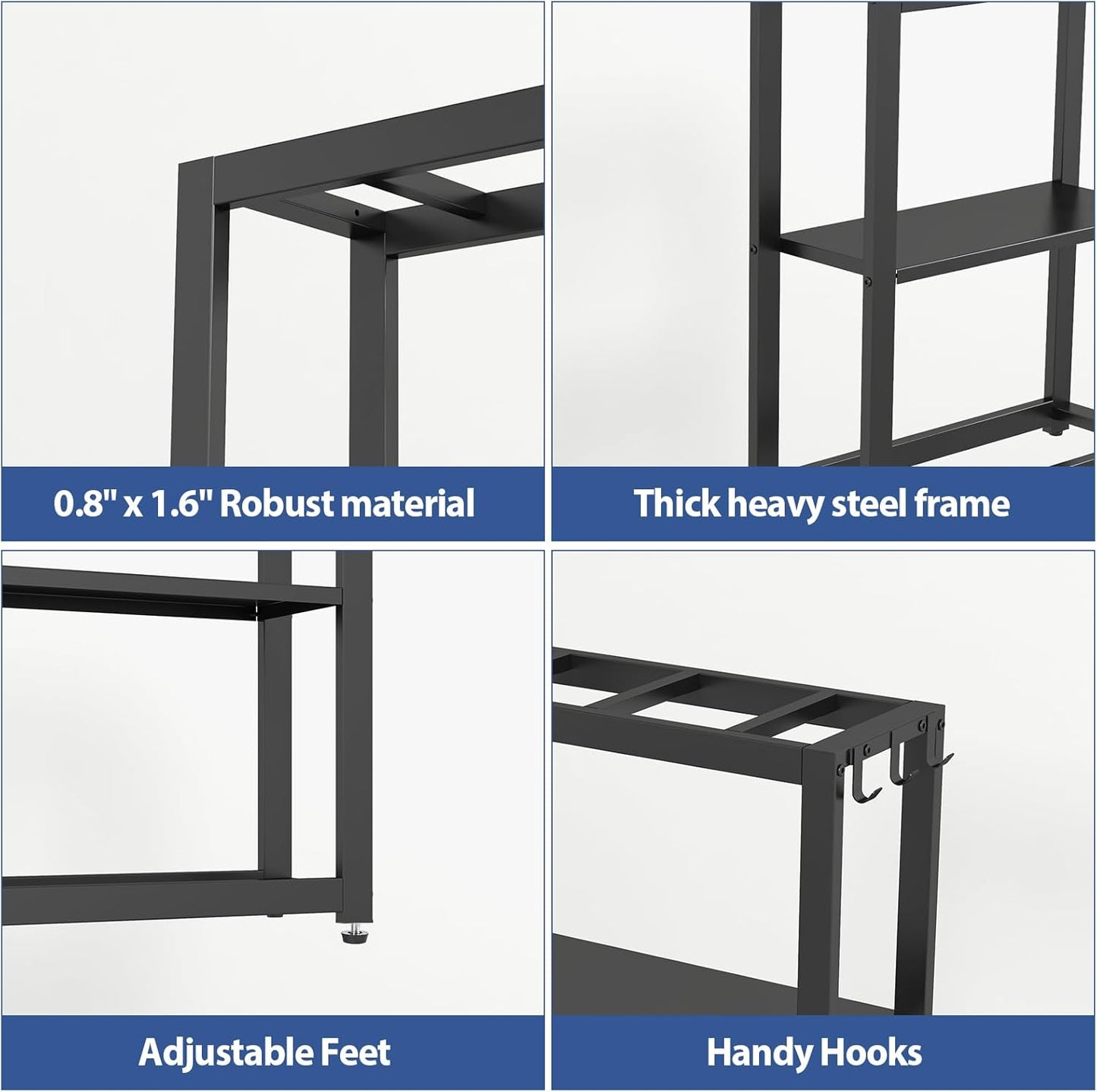 10-20 Gallon Fish Tank Stand with Storage Shelf, Aquarium Stand Measuring 24.8&quot; W x 9.5&quot; D x 30.1&quot; H with Hooks,Heavy Duty Metal Turtle Reptile Tank Stand, Easy Assemble