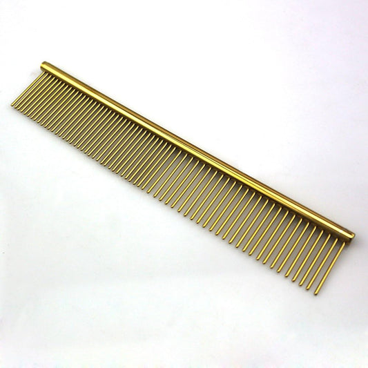ZoCr Stainless Steel Pet Comb for Dogs Cats, Pet Grooming Comb with Different Spaced Rounded Teeth (Golden)