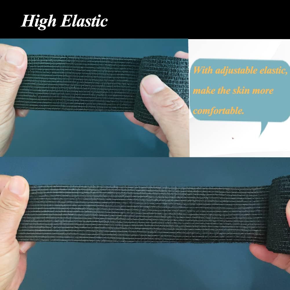 Self Adhesive Bandage Wrap,2 Inch Black Breathable Elastic Cohesive Bandages, Vet Wrap Sports Tape Bulk for First Aid Supplies, Wrist Sprains Protection