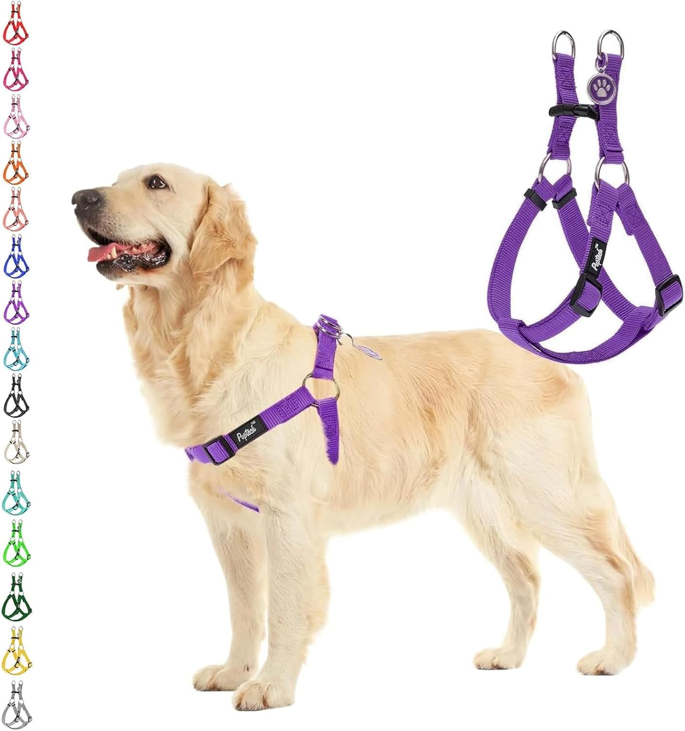 PUPTECK No Pull Dog Harness Soft Adjustable Basic Nylon Step in Puppy Vest Outdoor Walking with ID Tag