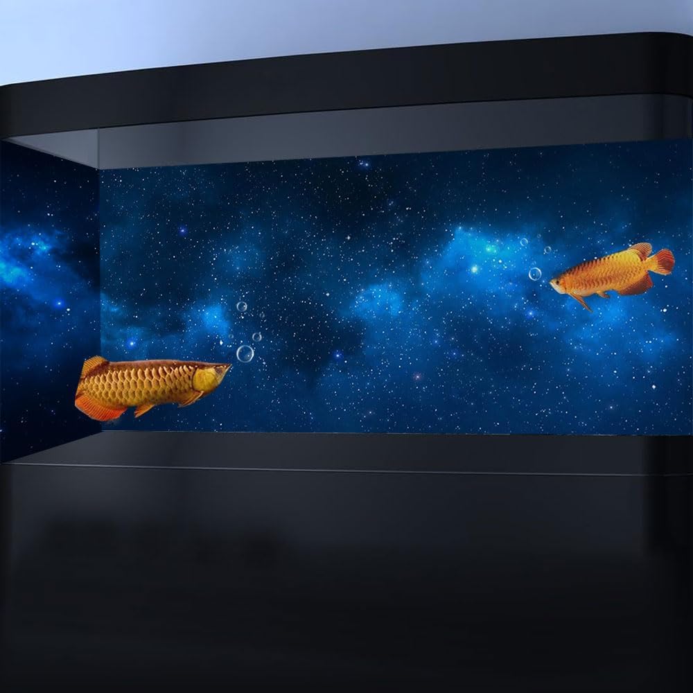 36X18IN Starry Aquarium Background, Art Starry Fish Tank Decorations Background, with 8 EVA Double-Sided Tape