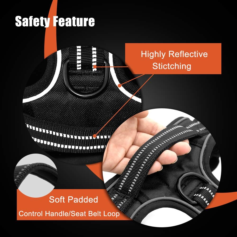 PHOEPET No Pull Dog Harnesses for Small Puppies Reflective Adjustable Front Clip Vest with 2 Metal Leash Attachment Hooks Soft Handle(XS, Green)