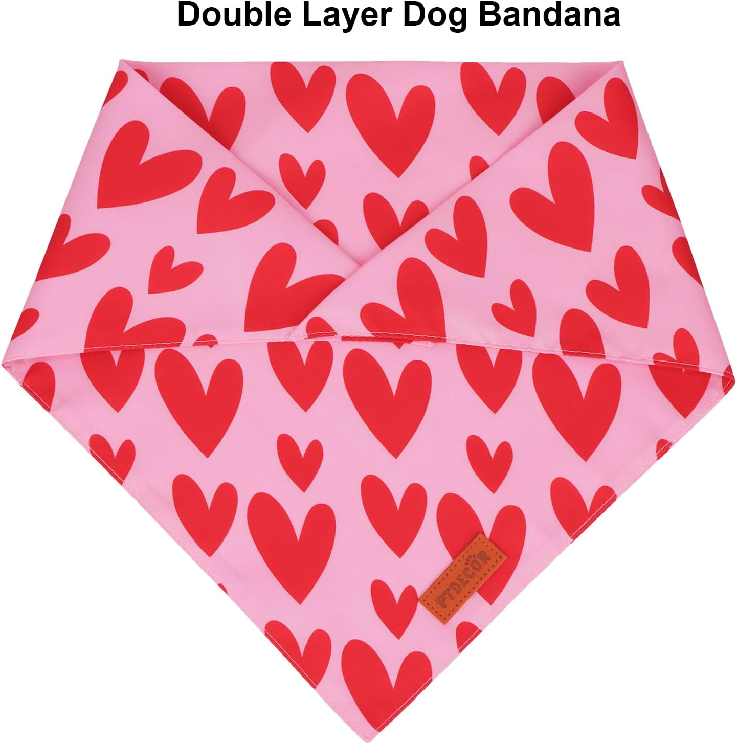 PTDECOR Valentine Dog Bandana, Reversible Valentine Pet Scarf, Multi Size, Red Heart Bandanas for Small Dogs (Small)