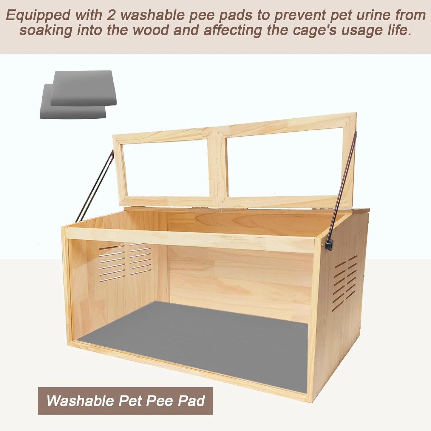 Wooden Hamster Cage,32" Lx16 Wx16 H,Animal Cabinet for Dwarf Syrian Hamsters Degus, Hamster Habitat with Openable Top and Large Acrylic Sheets, Natural Wooden Hamster Habitat.
