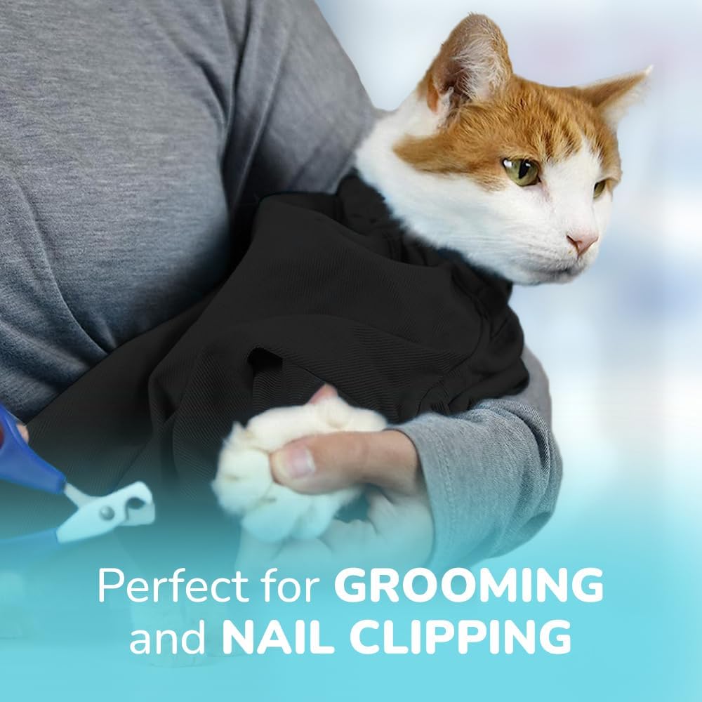 Cozy Comfort Carrier - X-Large Charcoal Grey Cat Carrier Bag, Soft Cat Carrier and Cat Wrap for Nail Clipping, Vet Visits, Medication Administration, Dental Care, and Traveling