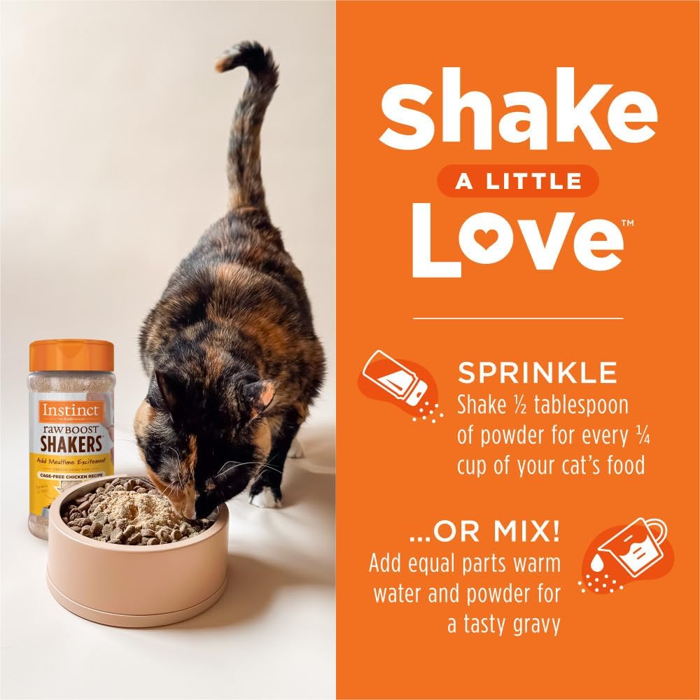 Instinct Raw Boost Shakers, Freeze-Dried Powder, Cat Food Topper - Chicken, 5.5 oz. Bottle