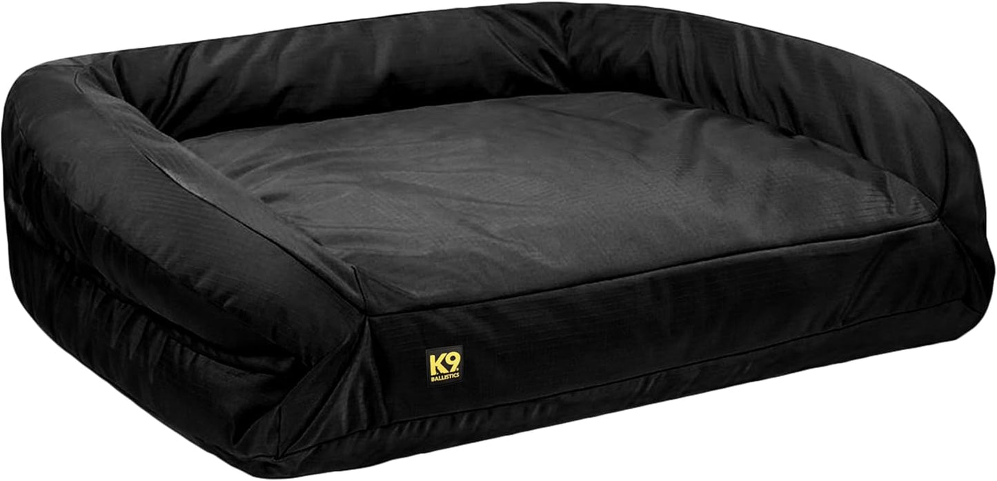 K9 Ballistics Tough Orthopedic Large Bolster Dog Bed - Washable, Durable and Water Resistant Dog Bed - Made for Big Dogs, 34"x40", Black